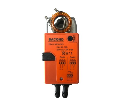 Привод воздушной заслонки Dacond DAC-LM24-02S, 2 Н*м, 2/3 - точечное управление, 1 концевой выключатель, AC/DC 24В