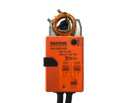 Привод воздушной заслонки Dacond DAC-LM24-05SM, 5 Н*м, 0-10В, AC/DC 24В