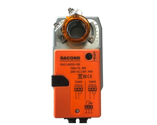 Привод воздушной заслонки Dacond DAC-LM230-10S, 10 Н*м, 2/3 - точечное управление, 1 концевой выключатель, AC 230В